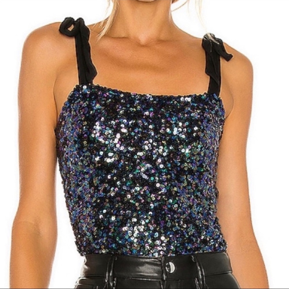 Intimately Free People Hey Girl Sequin Cami w/ Tie Straps
